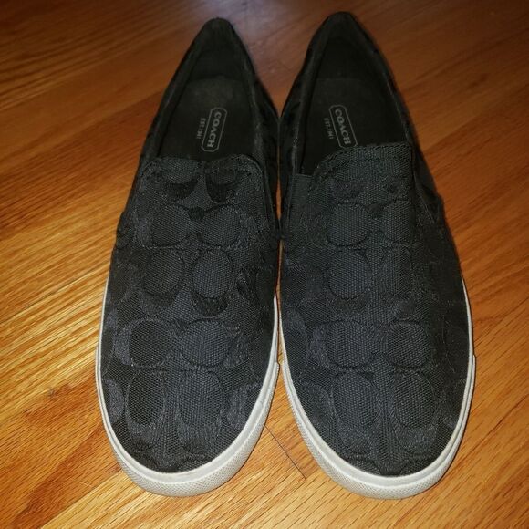 Coach Jaquard Alegra Black Slip-On Flats - Picture 2 of 7